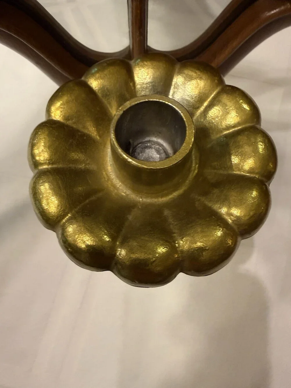 Vintage MCM Metal Mirrored Candle Wall Sconces Faux Wood Sexton HODA Pair